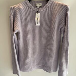 The Drop Women's Alice Crew-Neck Back-Slit Ribbed Pullover Sweater Dusty Purple